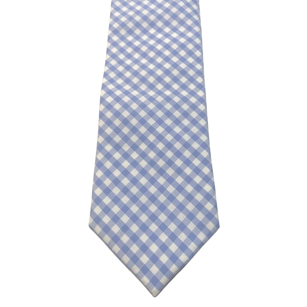 Class Club Necktie Light Blue White Gingham Cotton Skinny Academic Tie New